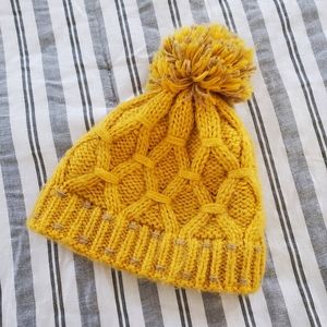 Golden Yellow Winter Hat w/Pom